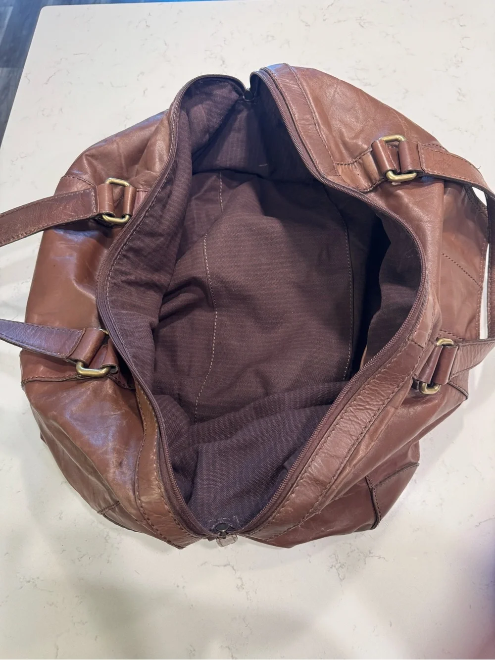 Fossil Brown Leather Duffel Bag